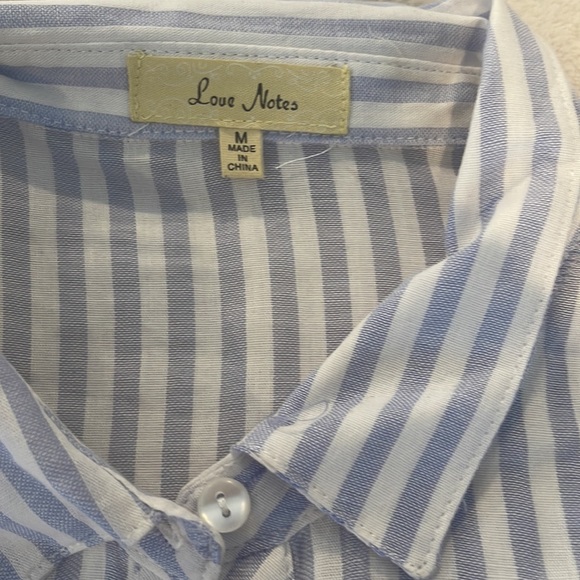 Blue and white peplum button up - Picture 3 of 5